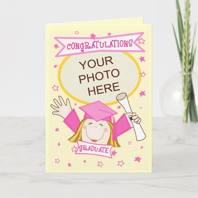 Tarjeta Graduación de Chica personalizado de preescolar/gu (Anverso)
