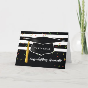 Tarjeta Graduación de cuarto grado con tapa y blanco negro