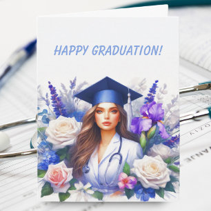 Tarjeta Graduación de Enfermera con Iris y Rosas