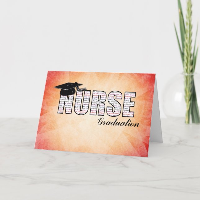 Tarjeta Graduación de enfermera con palabras sobre Naranja (Anverso)