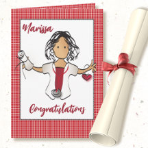 Graduación de Enfermera Mujer Étnica Dibujo Animad