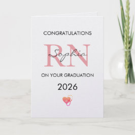 Tarjeta Graduación de Enfermería Personalizada Nombre Clas