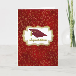 Tarjeta Graduación de Estrellas Rojas y Oro