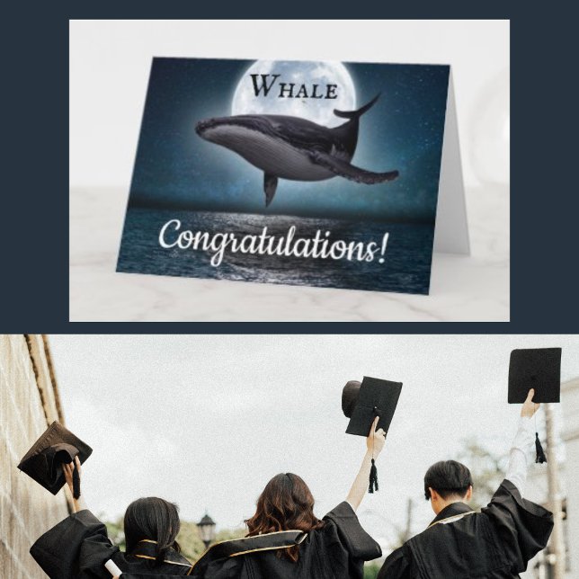 Tarjeta graduación de felicitaciones a ballenas (Subido por el creador)