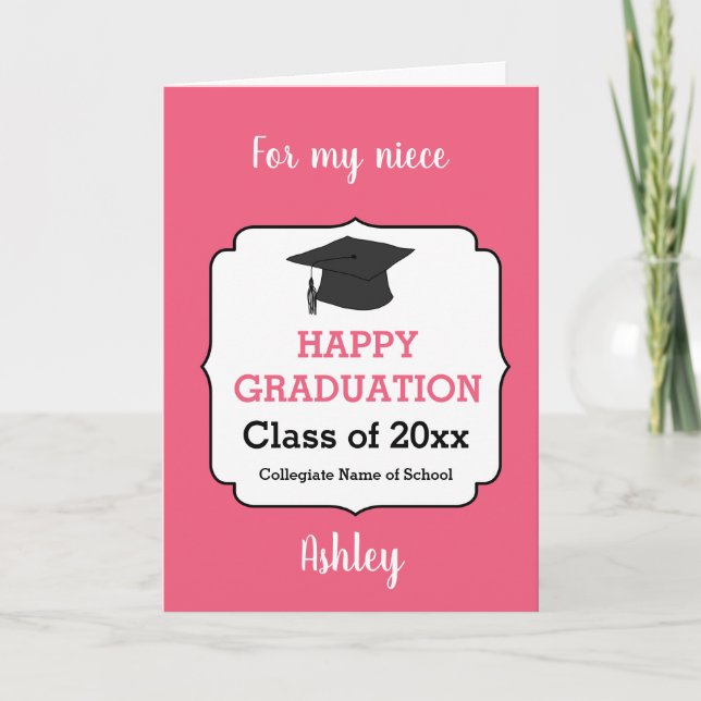 Tarjeta Graduación de felicitaciones rosas (Anverso)