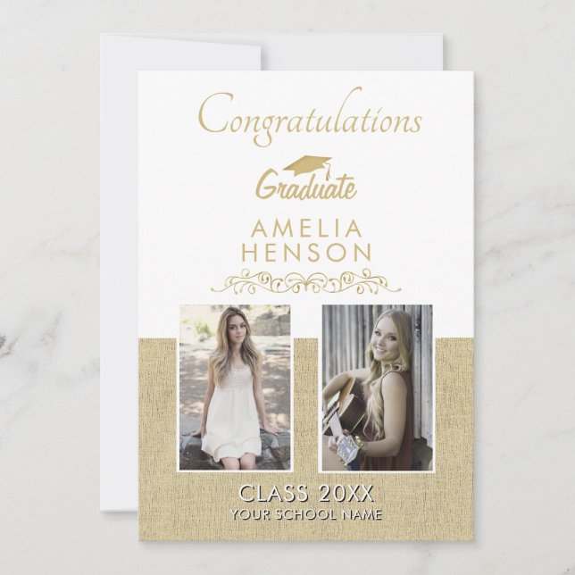 Tarjeta Graduación de Foto Rustic Gold 2022 2 (Anverso)