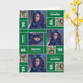 Tarjeta Graduación de fotografía cuadrada Clase Año Verde