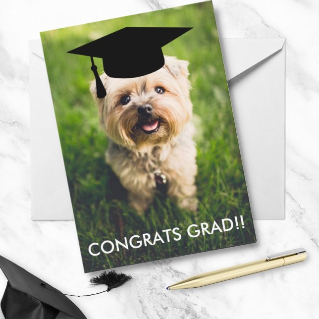 Tarjeta Graduación de fotografía de perro divertida, foto  (Subido por el creador)