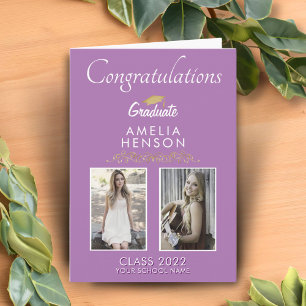 Tarjeta Graduación de fotos Graduada de Felicidades Morada