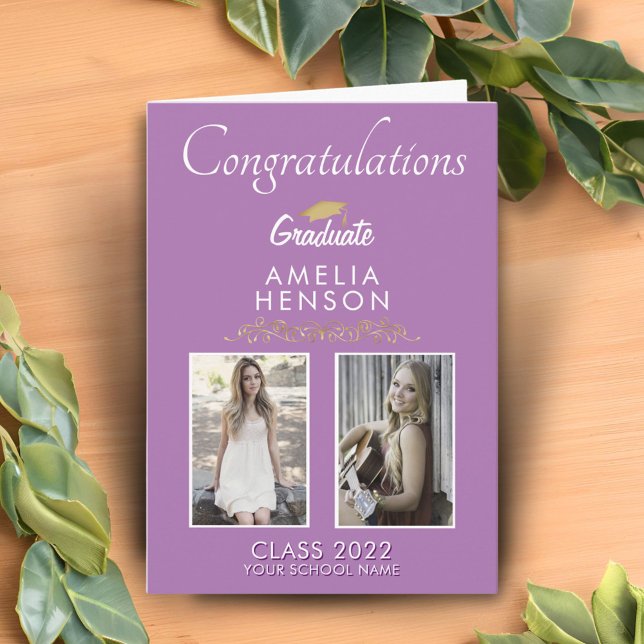 Tarjeta Graduación de fotos Graduada de Felicidades Morada (Subido por el creador)