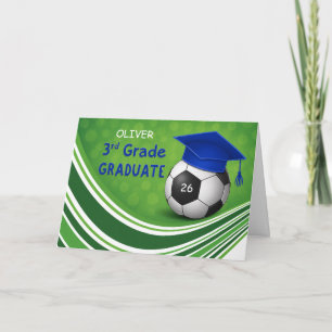 Tarjeta Graduación de Fútbol de Tercer Grado Personalizar