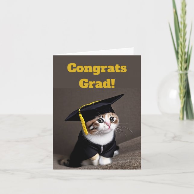 Tarjeta Graduación de gatito lindo (Anverso)