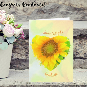 Tarjeta Graduación de girasol amarillo brillante y alegre