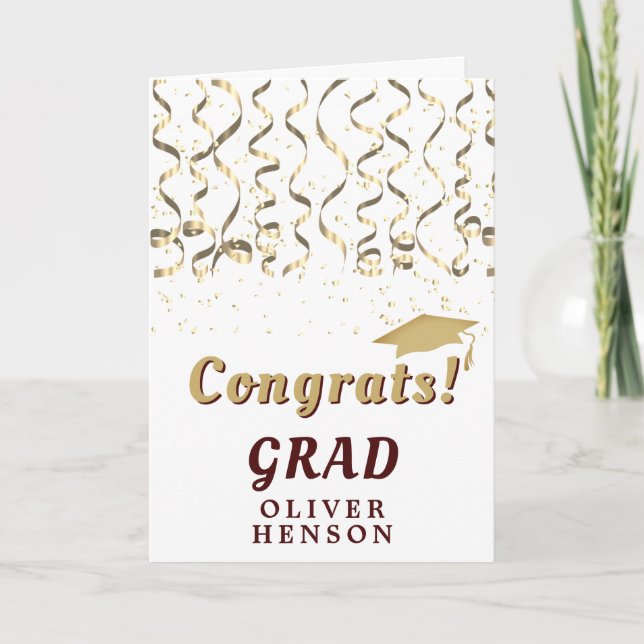 Tarjeta Graduación de Grado de Confetti Gold (Anverso)