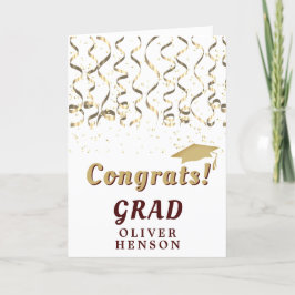 Tarjeta Graduación de Grado de Confetti Gold
