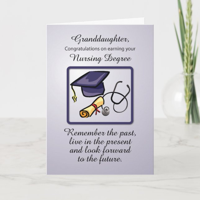 Tarjeta Graduación de grado de Enfermería de nieta gris az (Anverso)