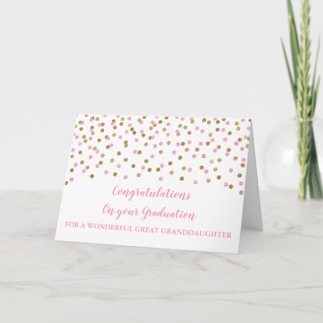 Tarjeta Graduación de Gran Nieta de Oro Rosa (Anverso)