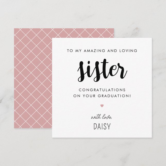 Tarjeta Graduación de hermanas personalizado moderna y edu (Anverso / Reverso)