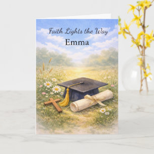 Tarjeta Graduación de Hija La Fe Ilumina el Camino Inspira