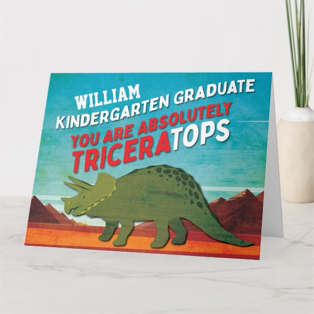 Tarjeta Graduación de jardines de infancia Cute Dinosaur (Anverso)