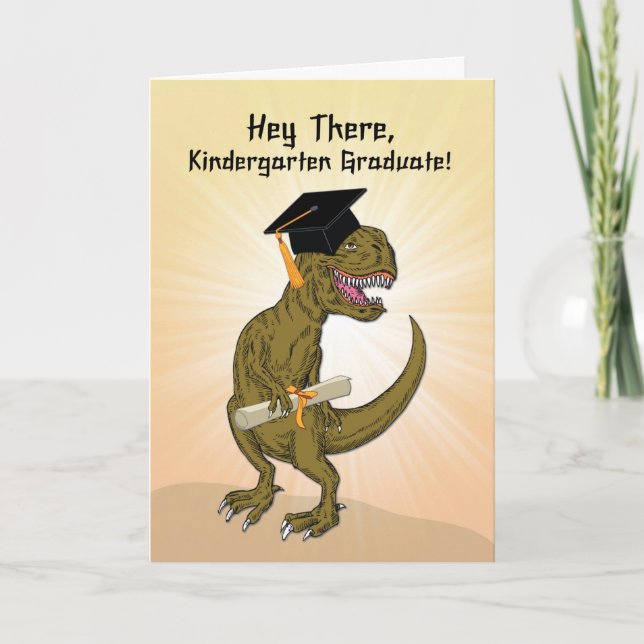 Tarjeta Graduación de jardines de infancia T-Rex Dinosauri (Anverso)