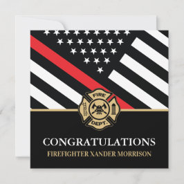 Tarjeta Graduación de la Academia de Bomberos Bandera de L