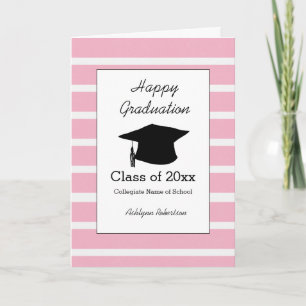 Tarjeta Graduación de la Clase de 2026 con Rayas Rosadas