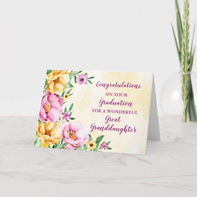 Tarjeta Graduación de la Gran Nieta Floral (Anverso)
