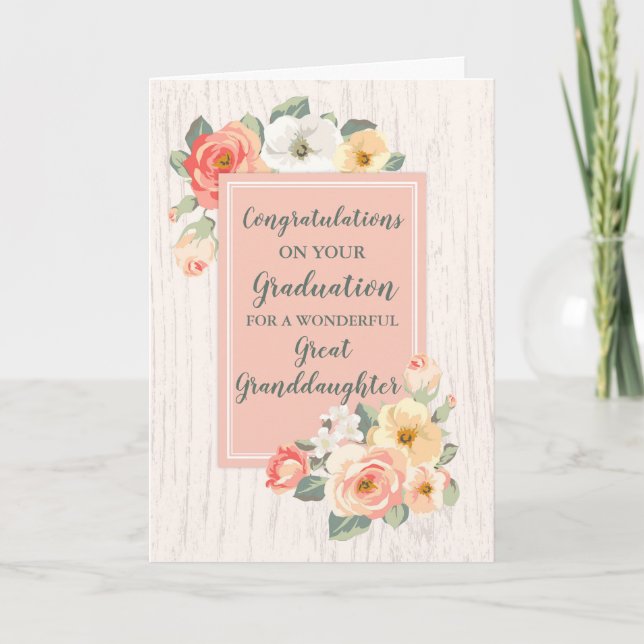 Tarjeta Graduación de la Gran Nieta Floral (Anverso)
