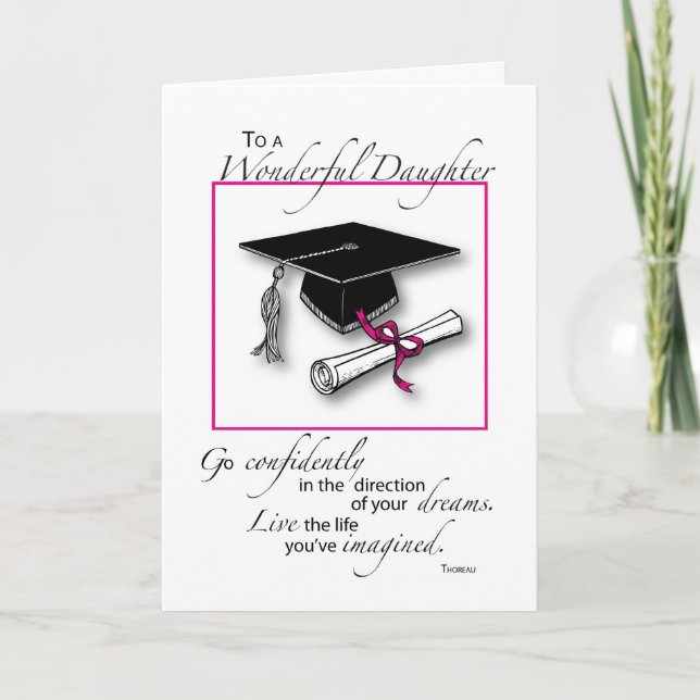 Tarjeta Graduación de la hija Negro rosa (Anverso)