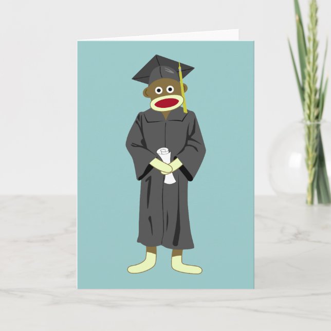 Tarjeta Graduación de mono de sock (Anverso)