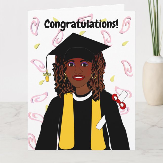Tarjeta Graduación de mujer afroamericana (Anverso)