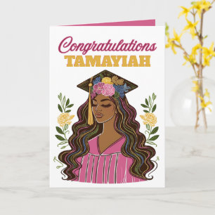 Tarjeta Graduación de mujer negra con glamour moderno