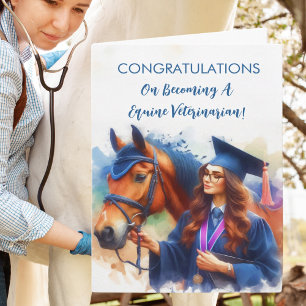 Tarjeta Graduación de Mujer Veterinaria Equina