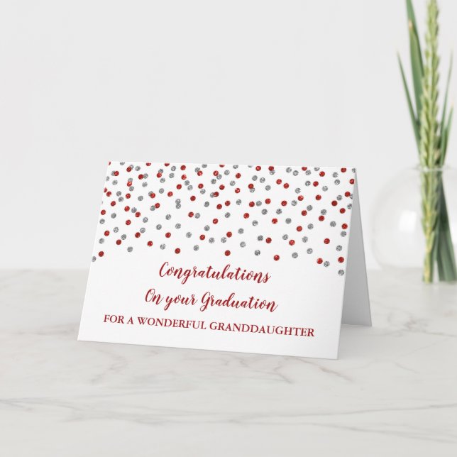 Tarjeta Graduación de nieta de plata roja (Anverso)
