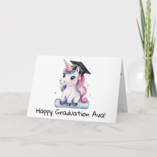 Tarjeta Graduación de niños personalizada unicornio rosa l