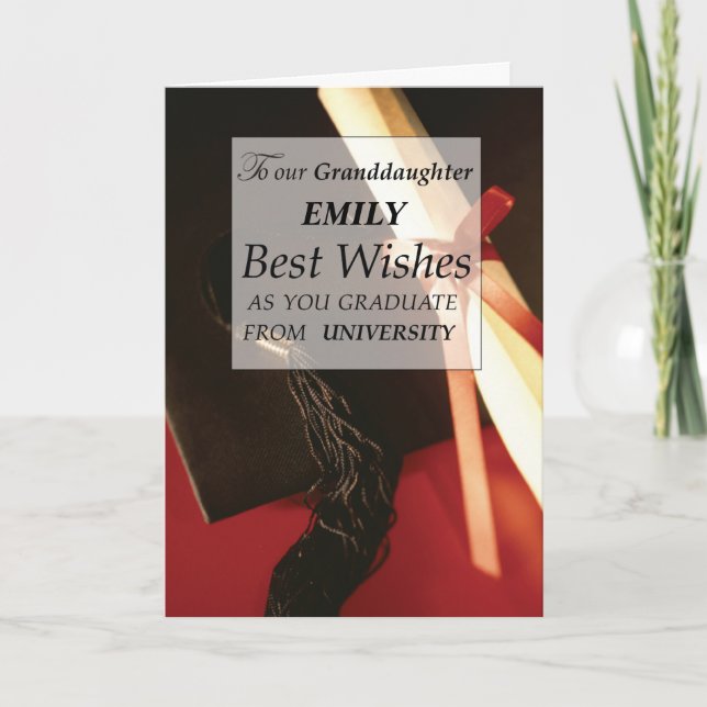 Tarjeta Graduación de nombre personalizado de nuestra niet (Anverso)