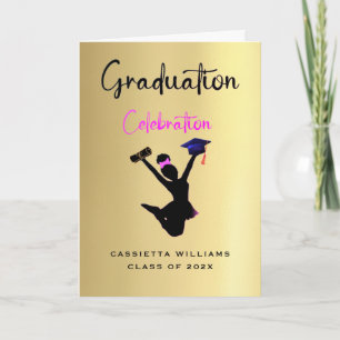 Tarjeta Graduación de oro para Chicas afroamericanos