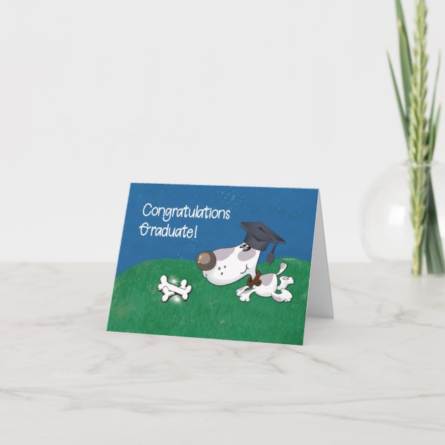 Tarjeta Graduación De Perro Mascota Humoroso (Anverso)