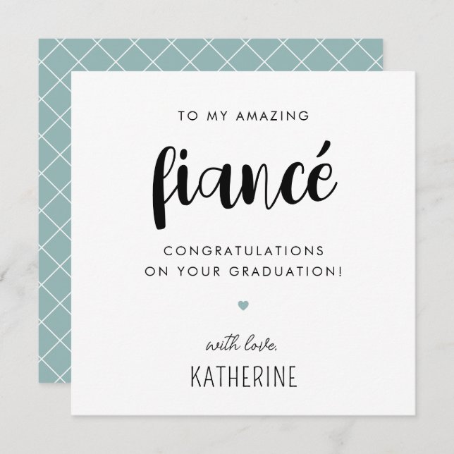 Tarjeta Graduación de personalizado de Fiancé moderno y li (Anverso / Reverso)