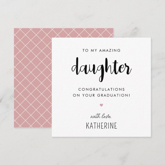 Tarjeta Graduación de personalizado de Hija Moderna y Cuta (Anverso / Reverso)