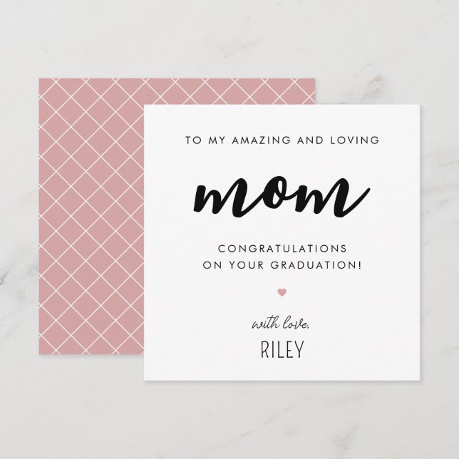 Tarjeta Graduación de personalizado Moderno y Curte Mom (Anverso / Reverso)