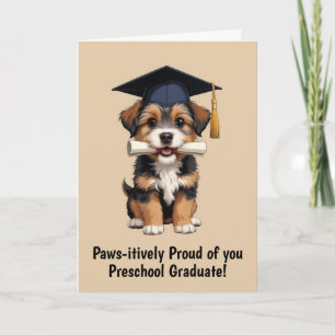 Tarjeta Graduación de Preescolar de Cachorros