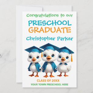 Tarjeta Graduación de Preescolar de Tres Patitos