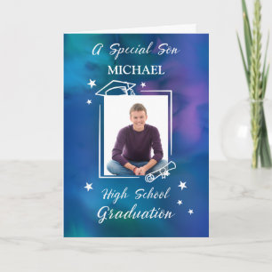Tarjeta Graduación de secundaria de fotografía y nombre de
