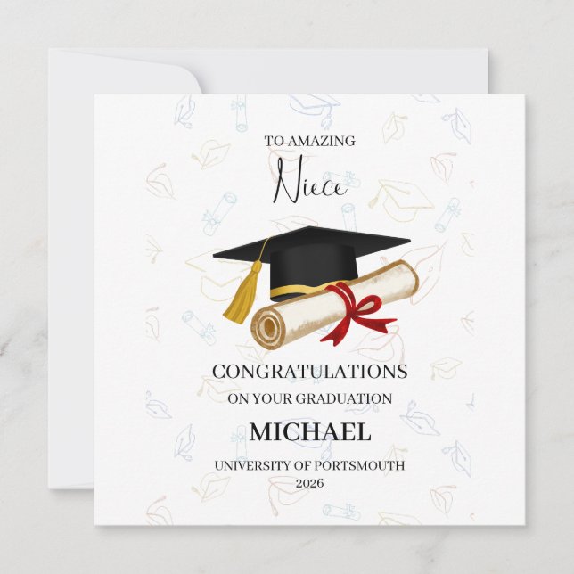Tarjeta Graduación de Sobrina Personalizada (Anverso)