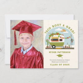 Tarjeta Graduación de Taco Truck Green Photo Kids