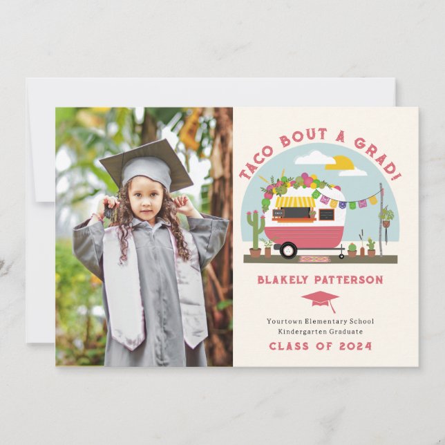 Tarjeta Graduación de Taco Truck Photo Kids (Anverso)