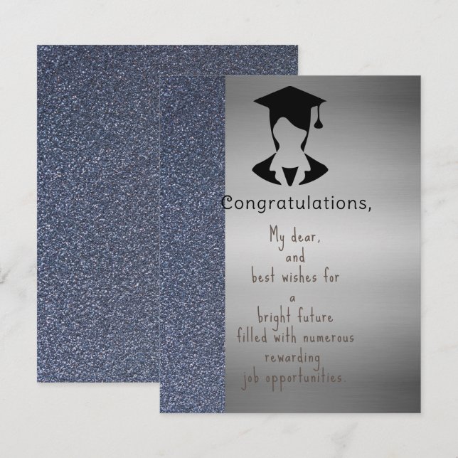 Tarjeta graduación de un amigo chica (Anverso / Reverso)