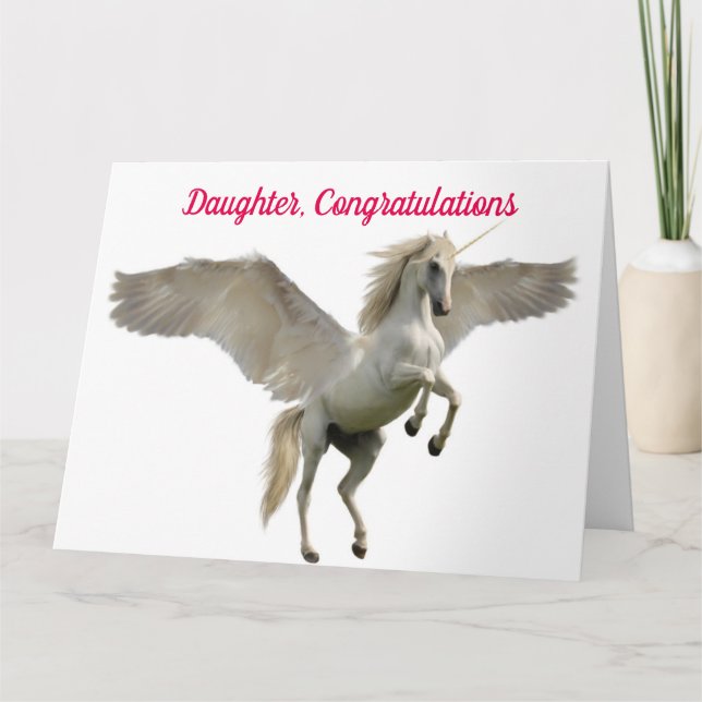 Tarjeta Graduación de Unicornio de Hija (Anverso)